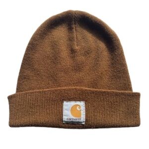 Carhartt Brown Knit Cuffed Beanie Watch Hat Fold Up Cuff Workwear Unisex OS